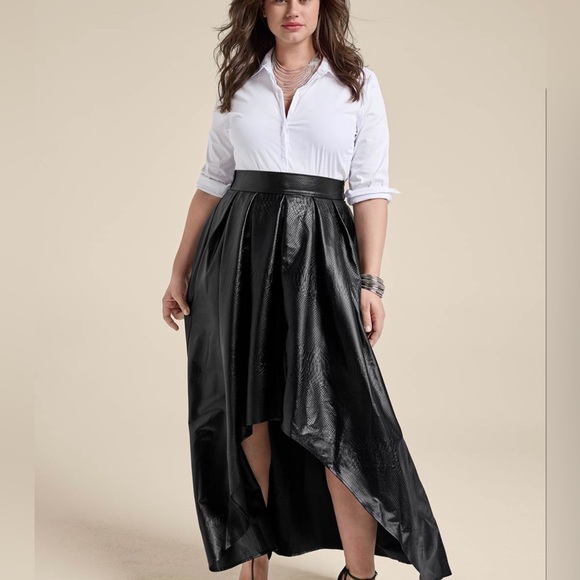 New Women’s BLACK A- LINE FAUX-LEATHER BALLROOM SKIRT, in size 14 - Picture 2 of 10